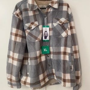 Sage Collective Ladies Plush Faux Sherpa Lined Jacket Shaket XL